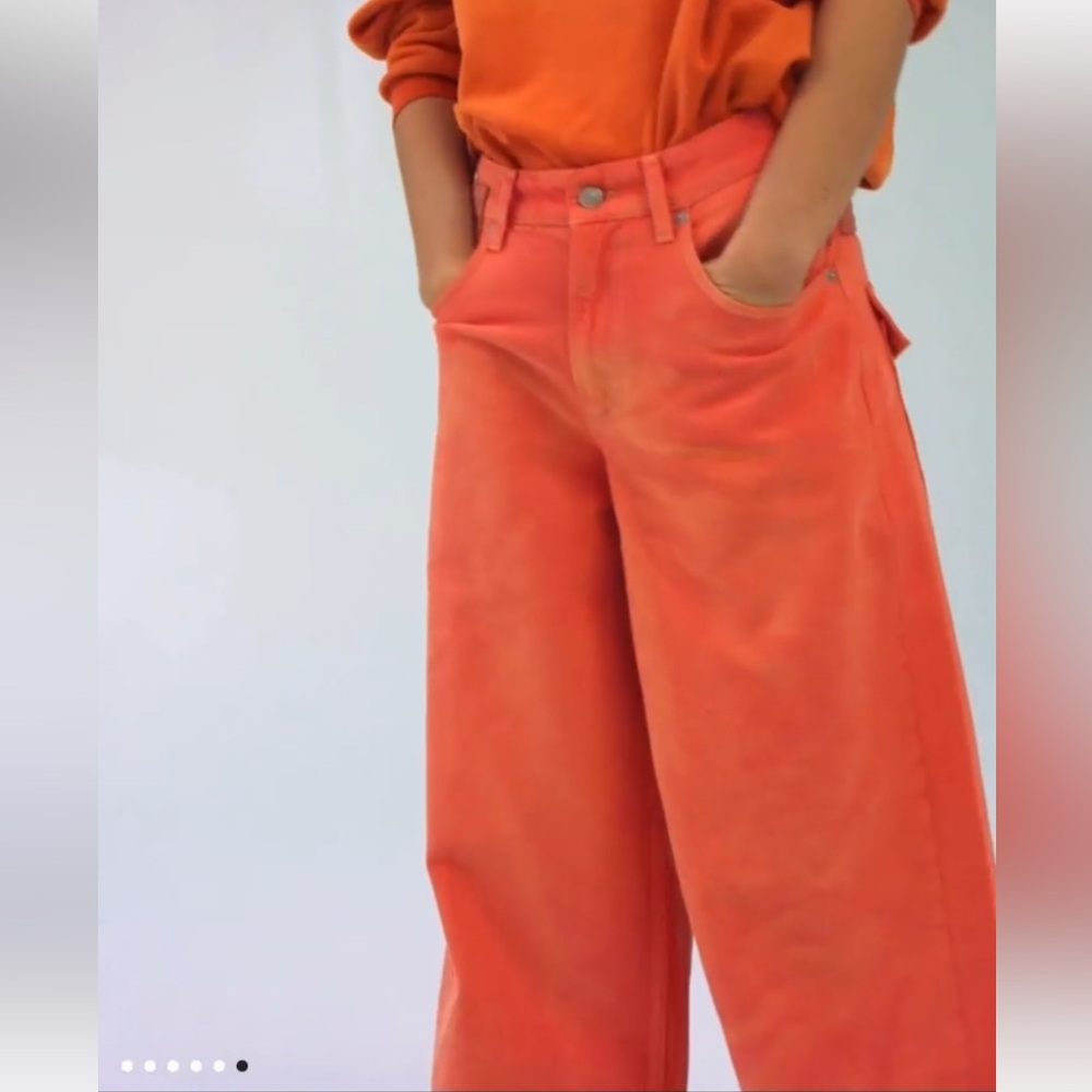 NWT FREE PEOPLE WE THE FREE Waterfalls Baggy Wide-Leg Jeans In Oklahoma Sun - Picture 7 of 9